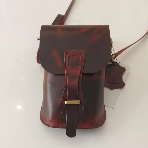 Crossbody kabelka Andex z pravé kůže - tmavě červená