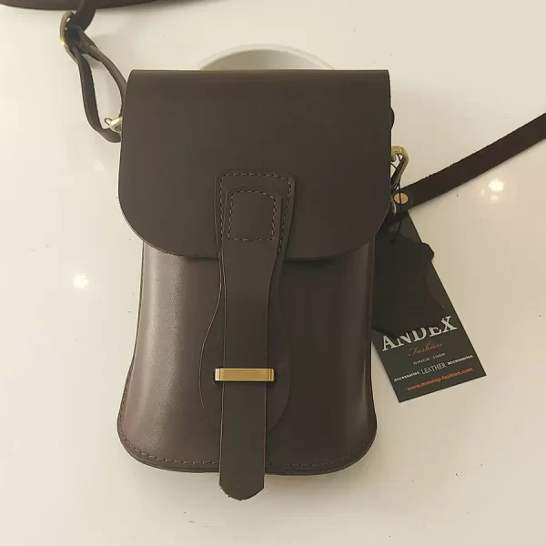 Crossbody kabelka Andex z pravé kůže - tmavě hnědá