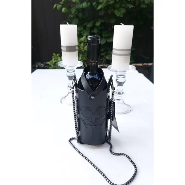 Kožený obal na víno - černý