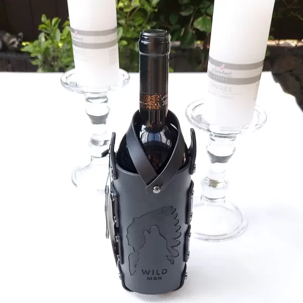 Kožený obal na víno - černý