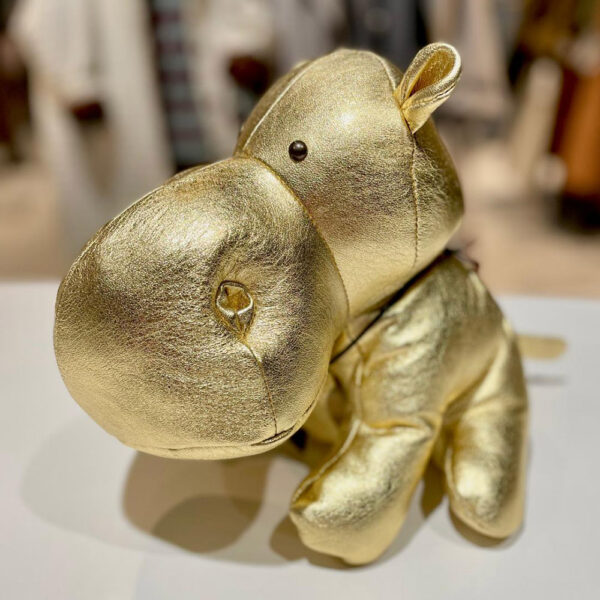 HRAČKA Z PRAVÉ KŮŽE - MĚKKÁ KOŽENÁ HRAČKA - HROCH - ZLATÝ