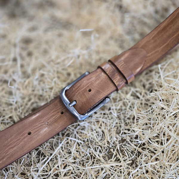 KOŽENÝ OPASEK - SVĚTLE HNĚDÝ - 3.9cm