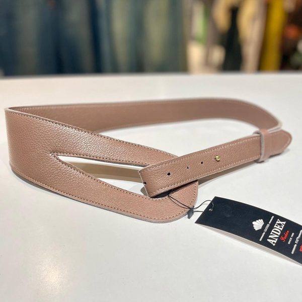 KOŽENÝ PASEK NA ŠATY - HNĚDÝ