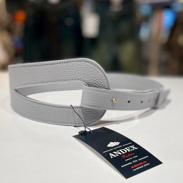 KOŽENÝ PASEK NA ŠATY - ŠEDÝ