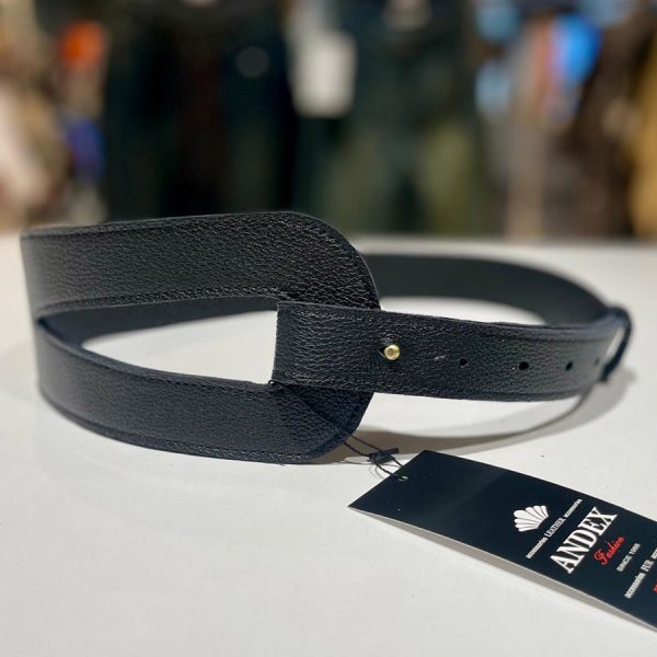 KOŽENÝ PASEK NA ŠATY - ČERNÝ