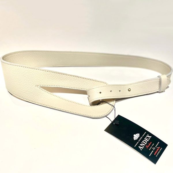 KOŽENÝ PASEK NA ŠATY - BÉŽOVÝ