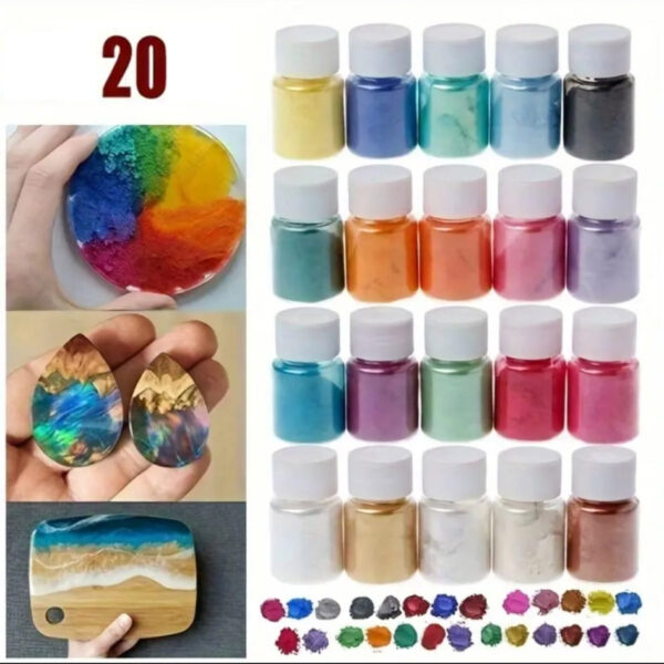 PIGMENTOVÉ PRÁŠKY DO PRYSKYŘICE (PEARL) SADA 20 BAREV