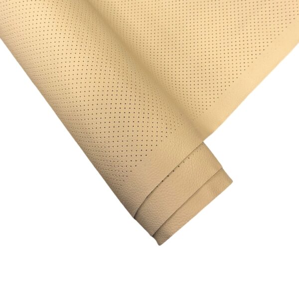 UMĚLÁ KŮŽE - КOŽENKА ČALOUNICKÁ – PERFOROVANÁ - METRAŽ - PISTACÍ