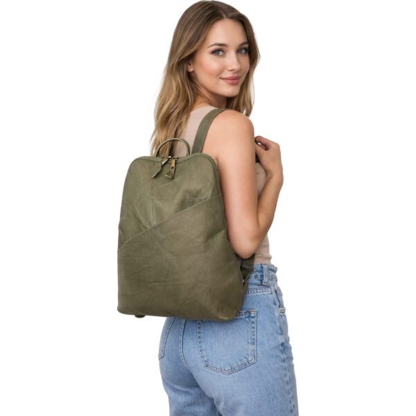 Kožený batoh se zipem Andex – ZELENÁ