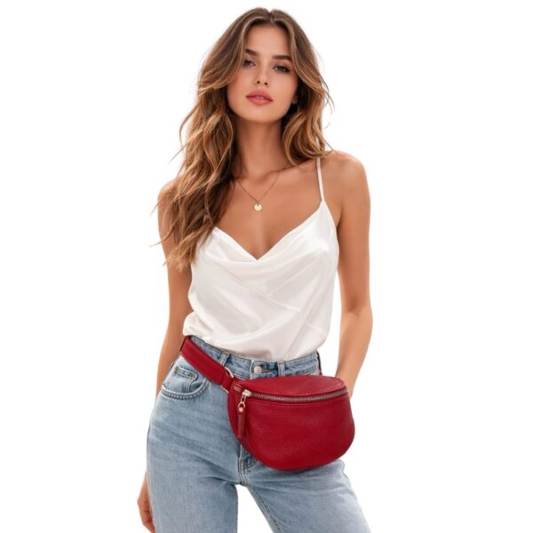 KOŽENÁ LEDVINKA ANDEX Z PRAVÉ KŮŽE - VÍNOVÁ